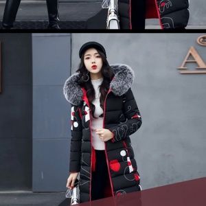 Long Parka Double Sided Black & Patterned SZ 8 -10